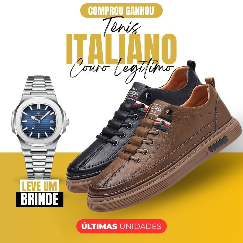 [PROMOÇÃO EXCLUSIVA] Tênis Ortopédico Italiano de Couro Legitimo + Brinde Exclusivo